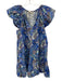 Marie Oliver Size Small Blue, Purple, Orange Cotton V Neck Floral Paisley Dress Blue, Purple, Orange / Small