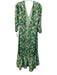 Antonio Melani Size 8 Green & White Polyester Long Sleeve Floral V Neck Dress Green & White / 8