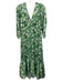 Antonio Melani Size 8 Green & White Polyester Long Sleeve Floral V Neck Dress Green & White / 8