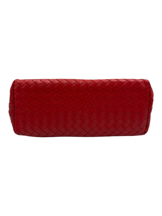 Bottega Veneta Bright red Leather Flap Intrecciato Zip Pocket Clutch Bag Bright red / Small