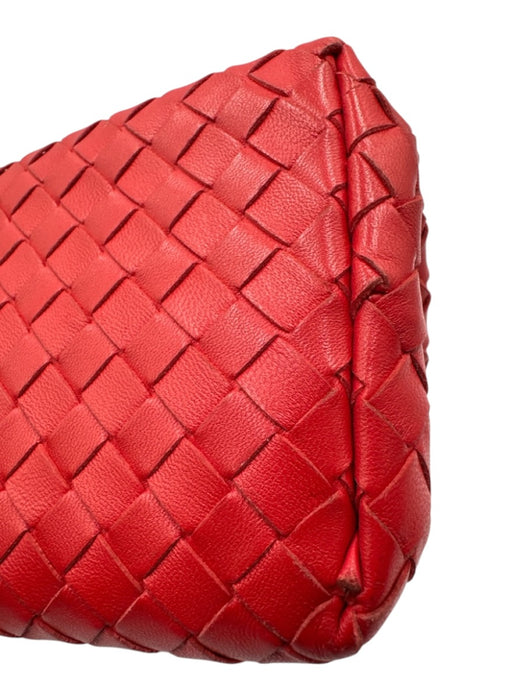 Bottega Veneta Bright red Leather Flap Intrecciato Zip Pocket Clutch Bag Bright red / Small