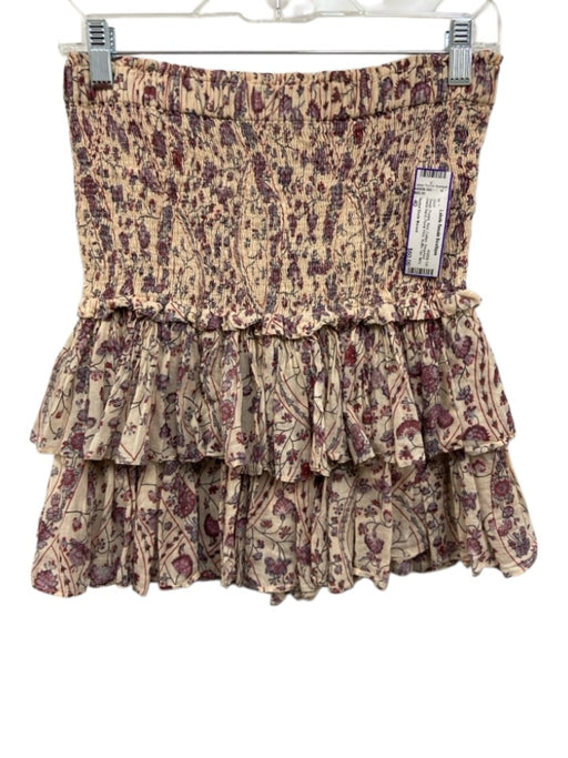 Isabel Etoile Marant Size 40 Beige, Purple, Red Cotton Smocked Waist Band Skirt Beige, Purple, Red / 40