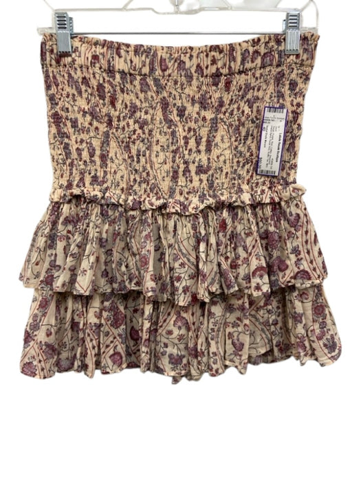 Isabel Etoile Marant Size 40 Beige, Purple, Red Cotton Smocked Waist Band Skirt Beige, Purple, Red / 40
