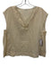 Pomandere Size 6 Cream Cotton & Linen Split Neck Sleeveless Top Cream / 6