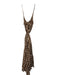 J Crew Size M Brown & Beige Viscose Spaghetti Strap Floral Print Midi Dress Brown & Beige / M