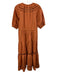 A.L.C. Size 8 Terra Cotta Orange Cotton Short Puff Sleeve Ladder Lace Midi Dress Terra Cotta Orange / 8