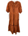 A.L.C. Size 8 Terra Cotta Orange Cotton Short Puff Sleeve Ladder Lace Midi Dress Terra Cotta Orange / 8