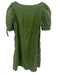 Sleeper Size M Green Linen Short Puff Sleeve Square Neck Buttons Mini Dress Green / M
