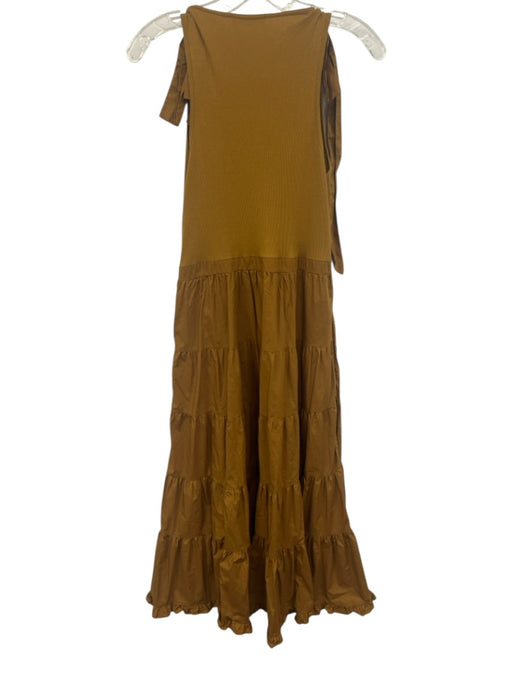 Ulla Johnson Size S Mustard Brown Cotton Blend Sleeveless Rib Knit Tiered Dress Mustard Brown / S