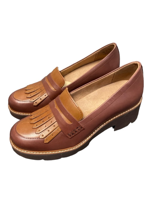 naturalizer Shoe Size 8.5 Brown & Tan Leather Loafer Platform Slip On Shoes Brown & Tan / 8.5