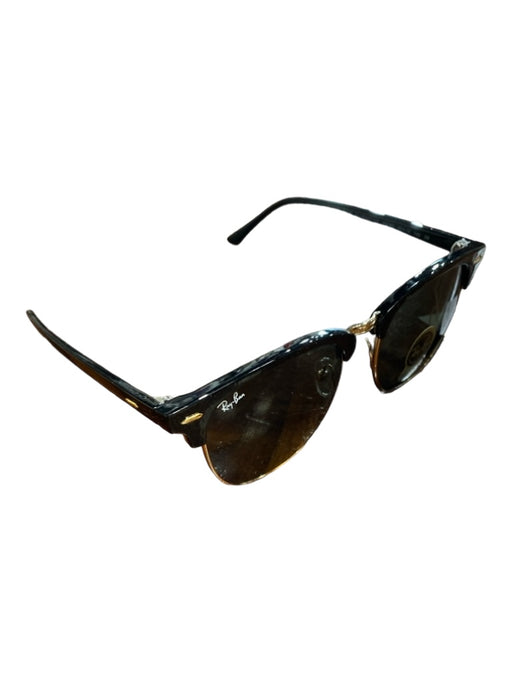 Ray Ban Black Plastic & Metal Metal Detail Tortoise Gold Hardware Sunglasses Black