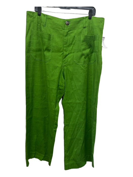 Maeve Size 34 Green Linen Blend Wide Leg Trouser Pants Green / 34