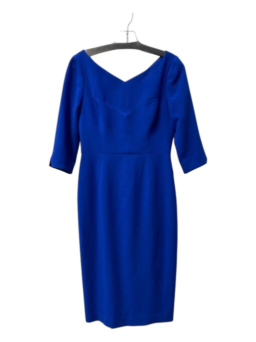 Black Halo Size 6 Royal Blue Polyamid Blend V Neck & Back Back Zip Dress Royal Blue / 6