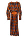 Staud Size M Orange & Multi Cotton Round Neck Long Sleeve Crossover Back Dress Orange & Multi / M