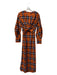 Staud Size M Orange & Multi Cotton Round Neck Long Sleeve Crossover Back Dress Orange & Multi / M