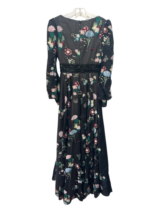 Mac Duggal Size 2 Black & Multi Synthetic Maxi Floral Embroidery Jeweled Gown Black & Multi / 2