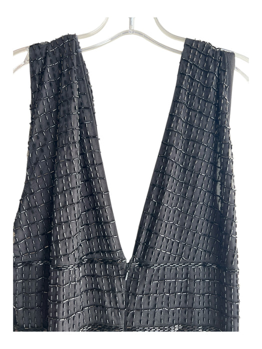 Mac Duggal Size 12 Black Polyester V Cut Beaded Back Slit Full Length Gown Black / 12