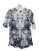 Lela Rose Size Est M White & Blue Missing Fabric Tag Semi Sheer Keyhole Back Top White & Blue / Est M
