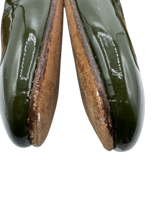 Manolo Blahnik Shoe Size 40 Olive Green Leather Upper Patent Mary Jane Pumps Olive Green / 40