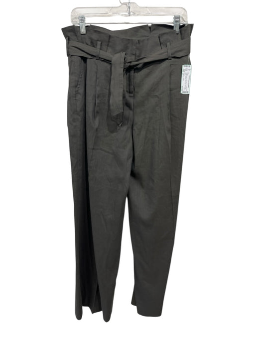Classiques Entier Size 6P Taupe Green Linen Blend Paper Bag Waist Trouser Pants Taupe Green / 6P