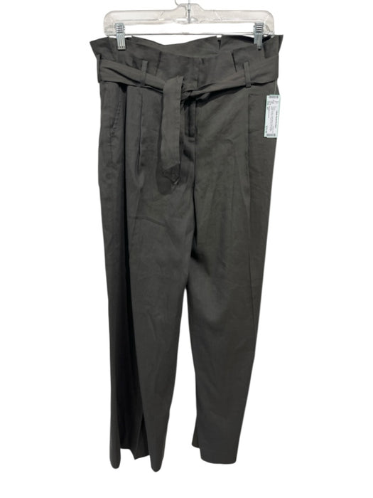 Classiques Entier Size 6P Taupe Green Linen Blend Paper Bag Waist Trouser Pants Taupe Green / 6P