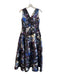 Tracey Reese Size 10 Green & Multi Linen Spaghetti Strap Floral Print Dress Green & Multi / 10