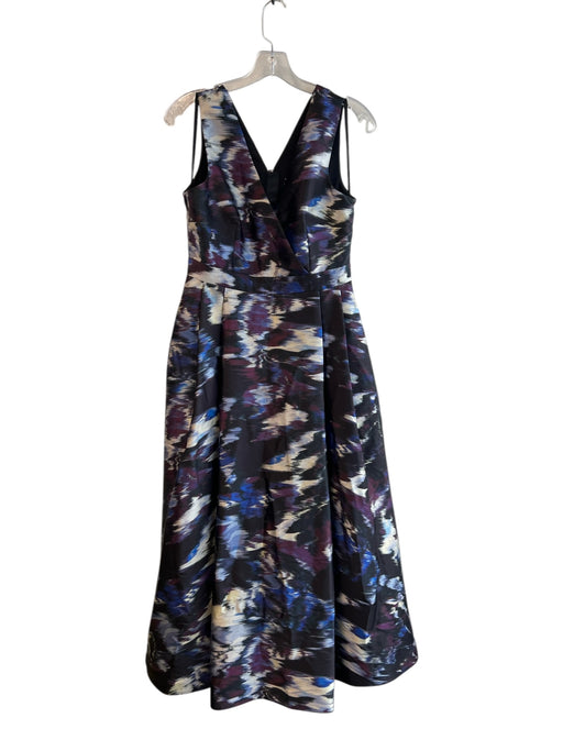 Tracey Reese Size 10 Green & Multi Linen Spaghetti Strap Floral Print Dress Green & Multi / 10