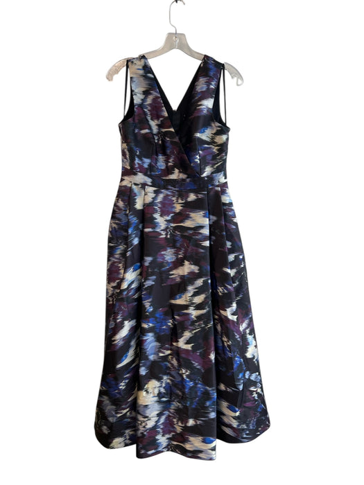 Tracey Reese Size 10 Green & Multi Linen Spaghetti Strap Floral Print Dress Green & Multi / 10
