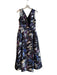 Tracey Reese Size 10 Green & Multi Linen Spaghetti Strap Floral Print Dress Green & Multi / 10