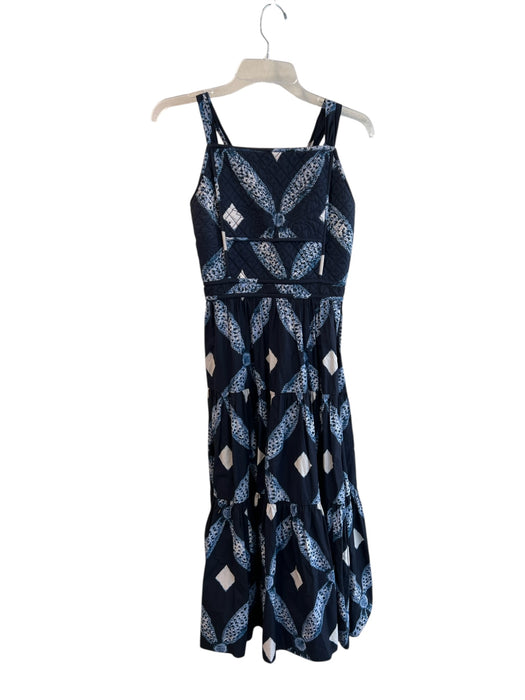 Ulla Johnson Size 10 Blue Cotton Sleeveless Square Neck Back Tie Quilted Dress Blue / 10