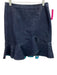 Leifsdottir Size 8 Dark Wash Cotton & Polyester Flounce Hem Below Knee Skirt Dark Wash / 8