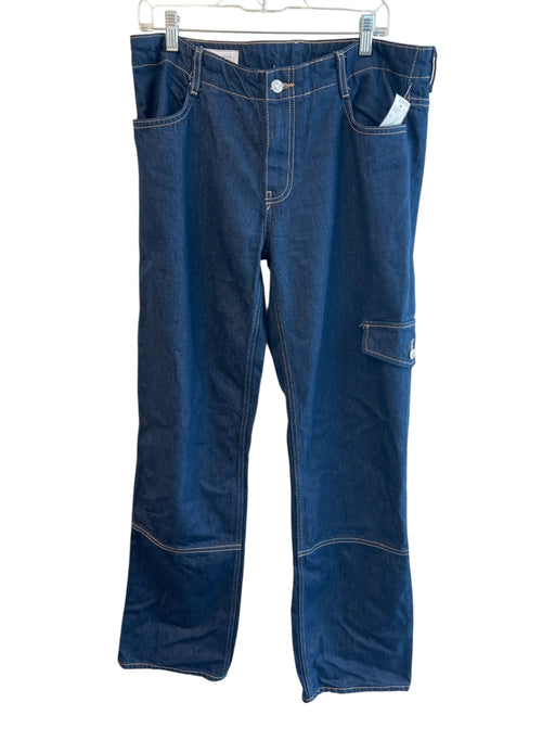 Zara Size 12 Dark Wash No Fabric Tag Mid Rise Zip Fly 4 Pocket Wide Leg Jeans Dark Wash / 12