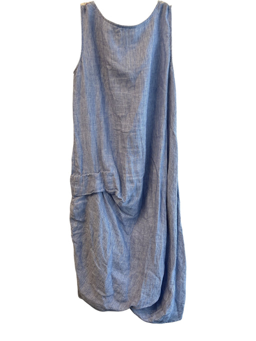Banana Blue Size XS Blue & White Linen Sleeveless Striped print detail Dress Blue & White / XS