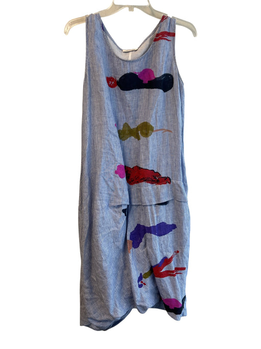 Banana Blue Size XS Blue & White Linen Sleeveless Striped print detail Dress Blue & White / XS
