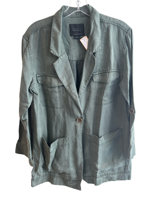 Sanctuary Size XS Green Lyocell & Linen Collared Button Down Long Sleeve Jacket Green / XS