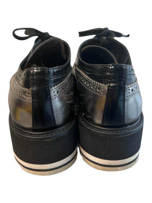 Prada Shoe Size 38 Gray Black Leather Pointed Toe Lace Up Derby shoes Shoes Gray Black / 38