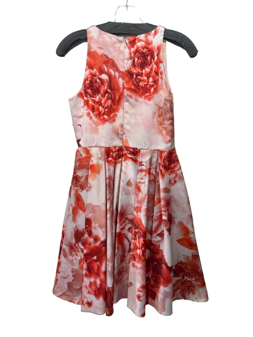 Adrianna Papell Size 2P Orange & Red Polyester Satin Floral Sleeveless Dress Orange & Red / 2P