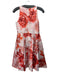 Adrianna Papell Size 2P Orange & Red Polyester Satin Floral Sleeveless Dress Orange & Red / 2P