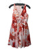 Adrianna Papell Size 2P Orange & Red Polyester Satin Floral Sleeveless Dress Orange & Red / 2P