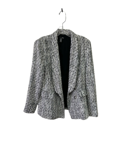 Aqua Size M Gray & White Polyester Tweed Lapel Long Sleeve Jacket Gray & White / M