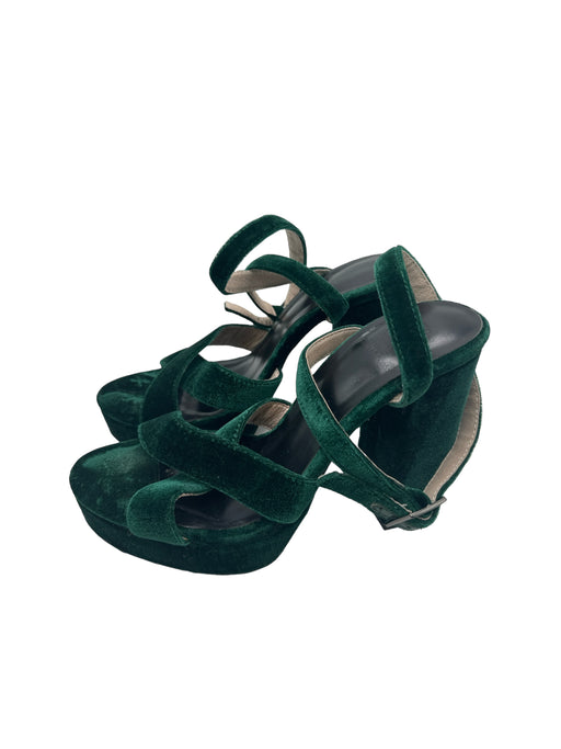 House of Harlow Shoe Size 8 Emerald Green Velvet Criss Cross Ankle Strap Pumps Emerald Green / 8