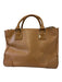Tory Burch Tan Brown Leather Double Handle Zip Close Logo Tote Bag Tan Brown / M