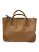 Tory Burch Tan Brown Leather Double Handle Zip Close Logo Tote Bag Tan Brown / M