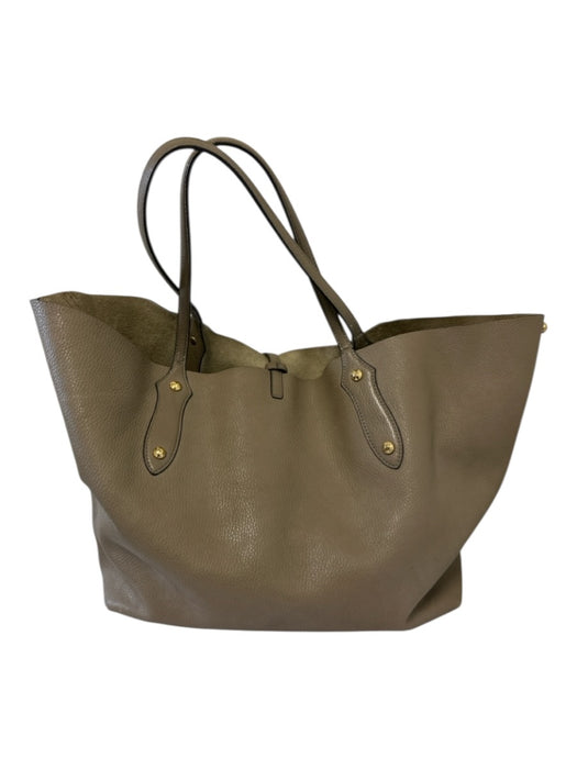 Annabel Ingall Taupe Brown Pebble Leather Double Handle Interior Zip Pocket Bag Taupe Brown / L