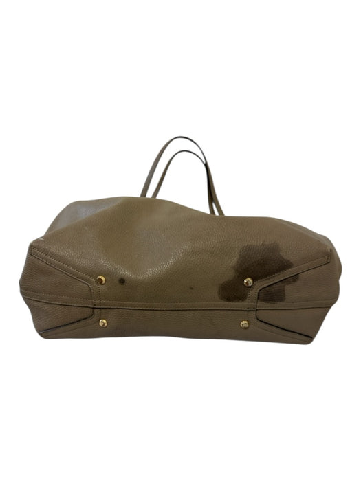 Annabel Ingall Taupe Brown Pebble Leather Double Handle Interior Zip Pocket Bag Taupe Brown / L