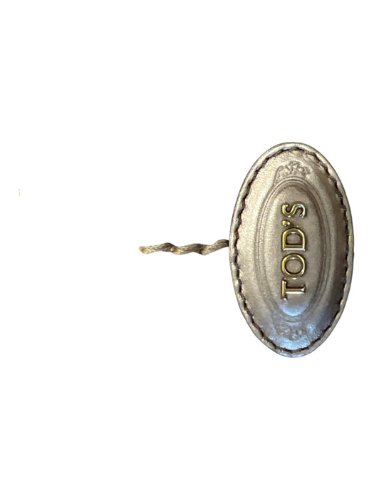 Tods Metallic Woven Canvas Double Top Handle Zip Close Gold Hardware Bag Metallic / Medium