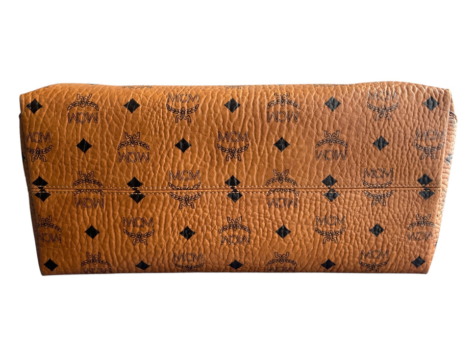 MCM Cognac Leather goldtone hardware Monogram Logo Shoulder & Crossbody Bag Cognac / Large