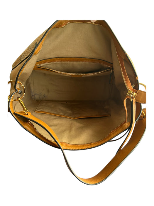 MCM Cognac Leather goldtone hardware Monogram Logo Shoulder & Crossbody Bag Cognac / Large