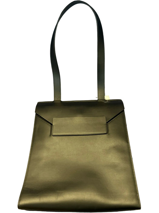 Everlane Black Leather Flap Closure Rectangle Shoulder Strap Computer Bag Bag