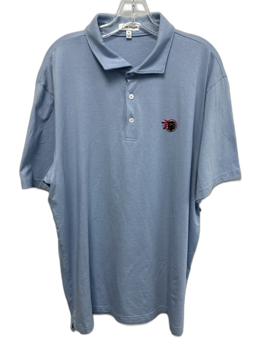Peter Millar Size XL Blue & White Cotton Striped Polo Men's Short Sleeve Blue & White / XL